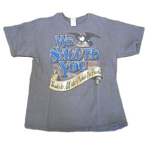Men’s Gray T-Shirt Large Classic Fit "We Salute You" Short Sleeve Casual Tee